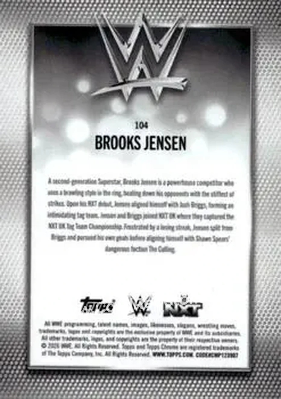 2026 Topps Chrome Sapphire Edition WWE #104 - Brooks Jensen - Back