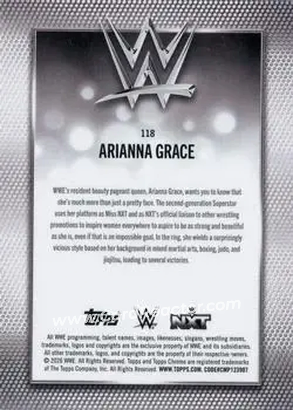 2026 Topps Chrome Sapphire Edition WWE #118 - Arianna Grace - Back 2026 Topps Chrome Sapphire Edition WWE #118 - Arianna Grace - Back
