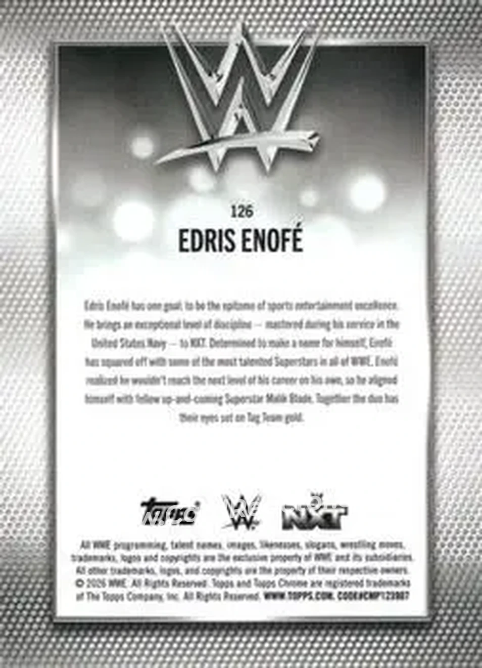 2026 Topps Chrome Sapphire Edition WWE #126 - Edris Enofe - Back