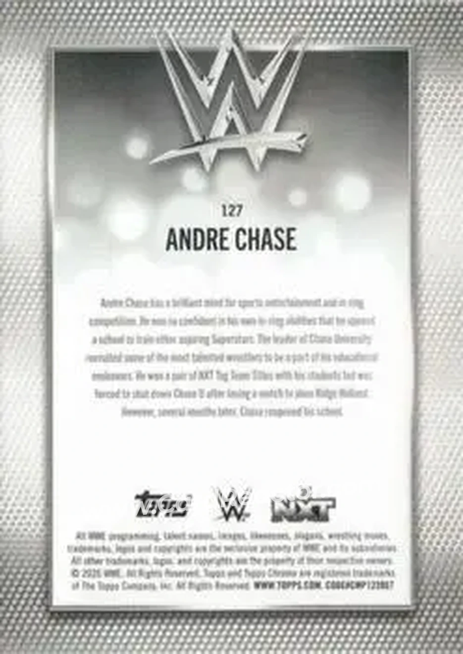 2026 Topps Chrome Sapphire Edition WWE #127 - Andre Chase - Back
