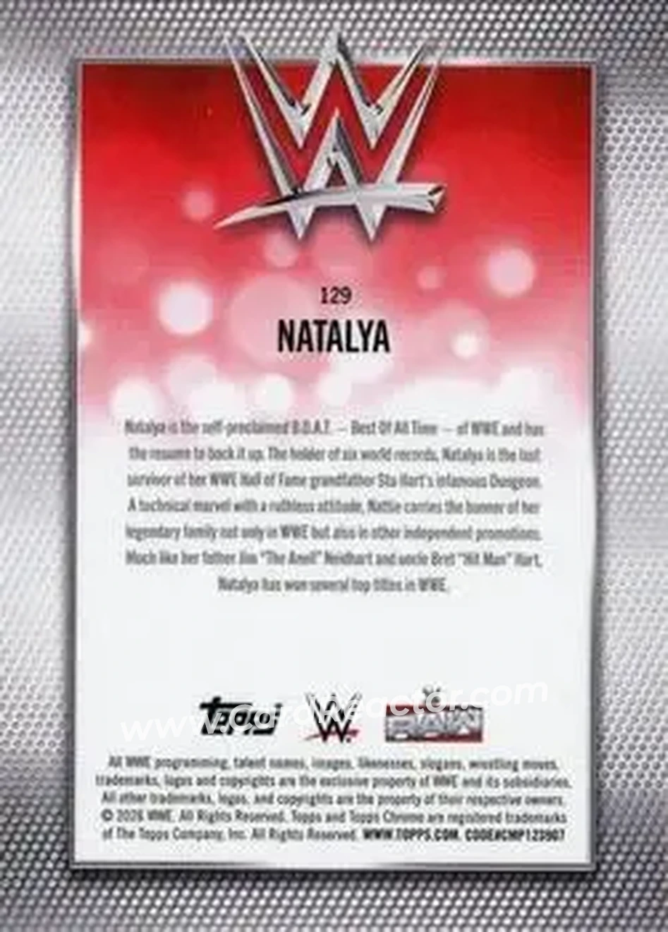 2026 Topps Chrome Sapphire Edition WWE #129 - Natalya - Back
