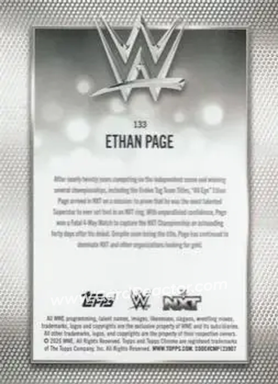 2026 Topps Chrome Sapphire Edition WWE #133 - Ethan Page - Back