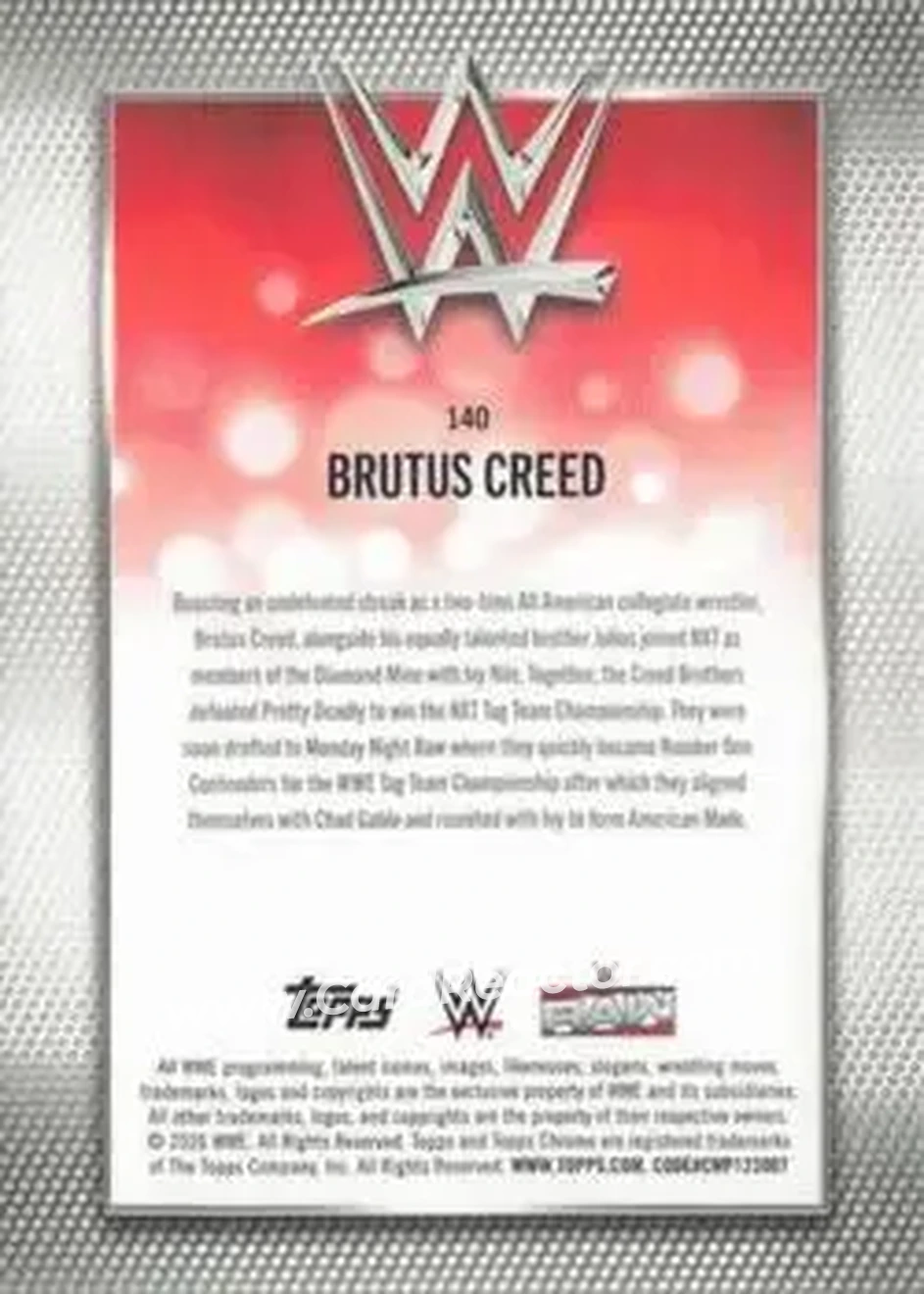 2026 Topps Chrome Sapphire Edition WWE #140 - Brutus Creed - Back