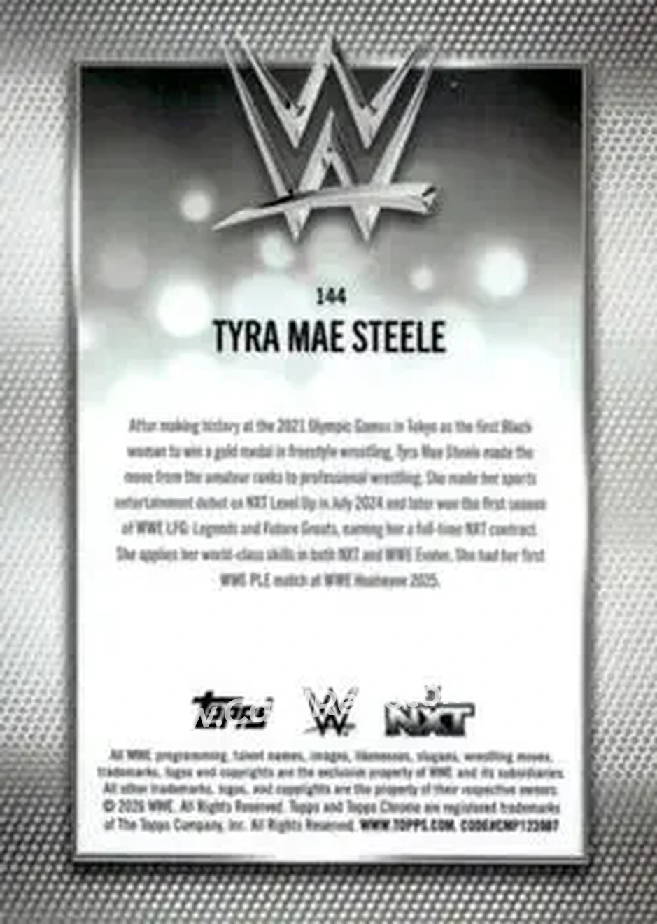2026 Topps Chrome Sapphire Edition WWE #144 - Tyra Mae Steele - Back