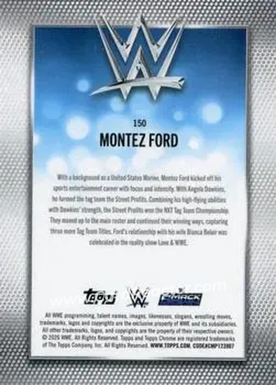 2026 Topps Chrome Sapphire Edition WWE #150 - Montez Ford - Back 2026 Topps Chrome Sapphire Edition WWE #150 - Montez Ford - Back