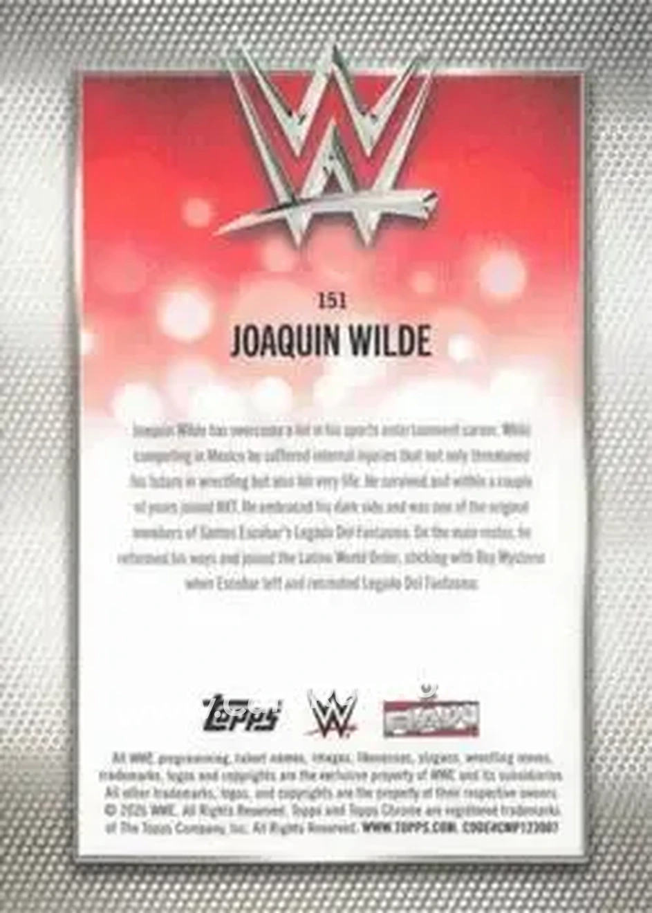 2026 Topps Chrome Sapphire Edition WWE #151 - Joaquin Wilde - Back