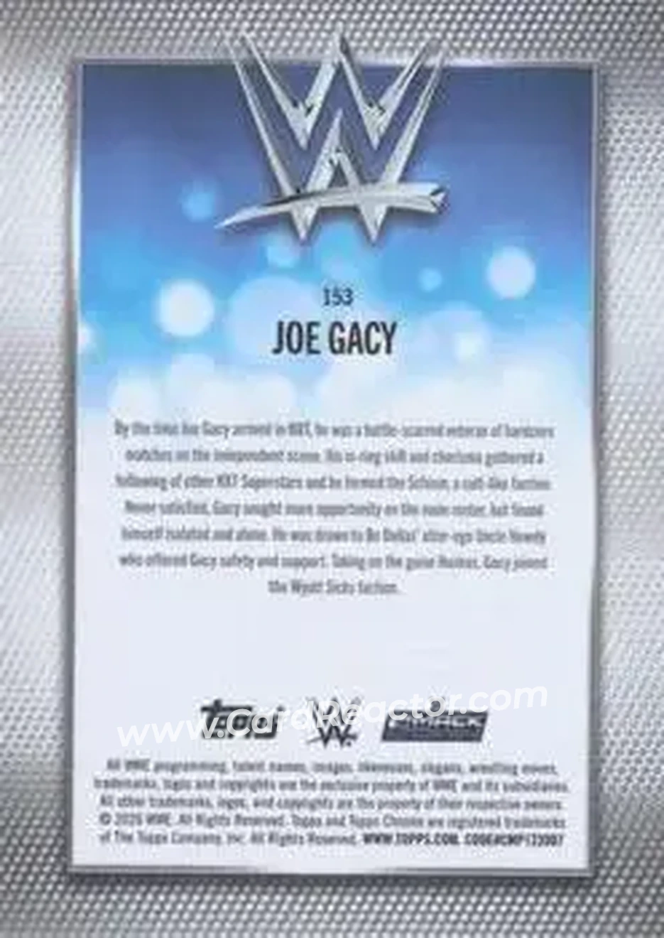 2026 Topps Chrome Sapphire Edition WWE #153 - Joe Gacy - Back 2026 Topps Chrome Sapphire Edition WWE #153 - Joe Gacy - Back