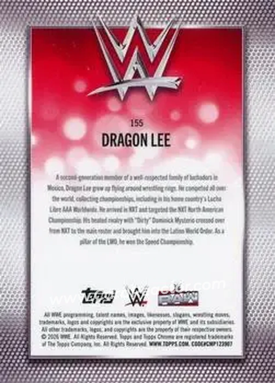2026 Topps Chrome Sapphire Edition WWE #155 - Dragon Lee - Back