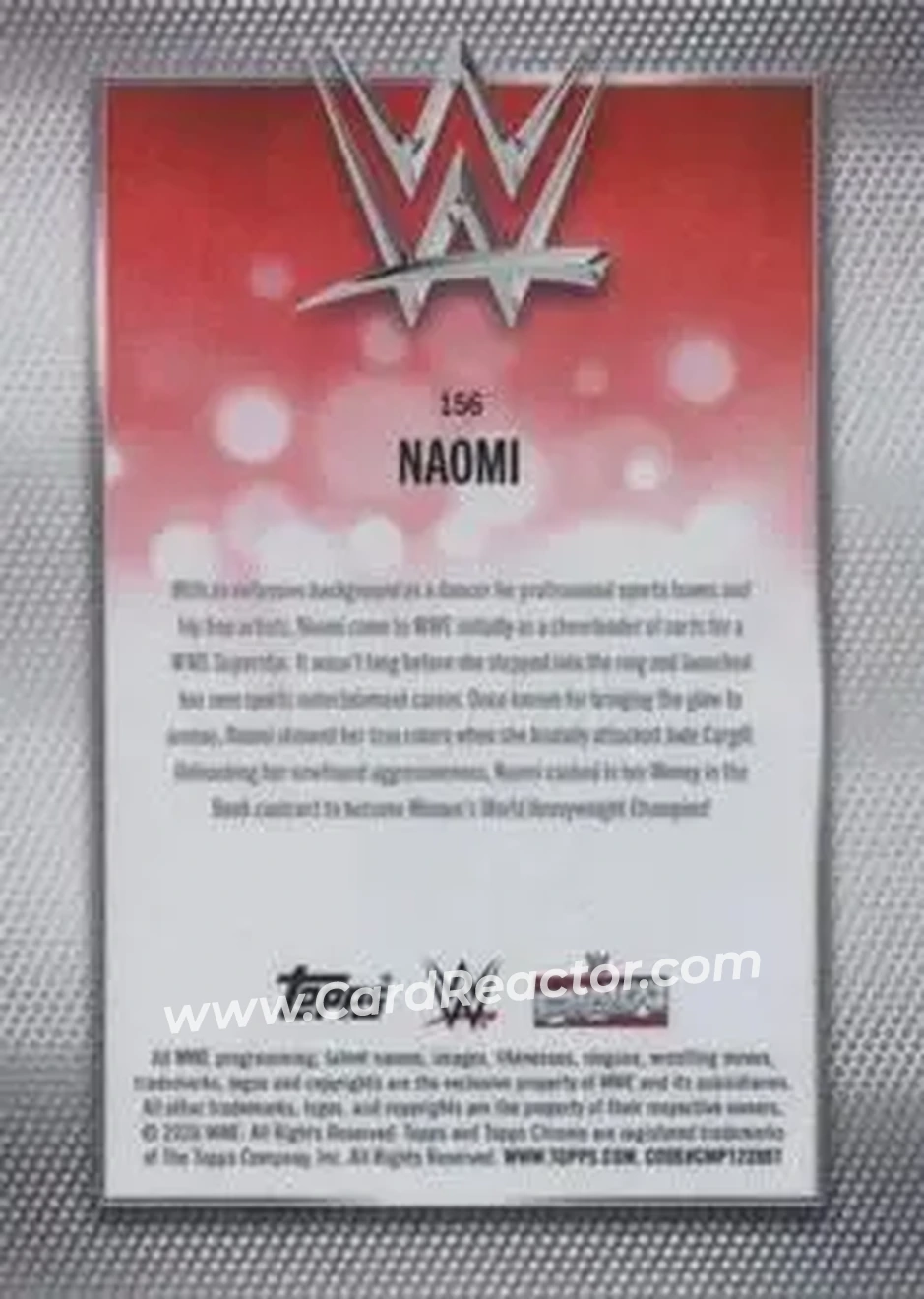 2026 Topps Chrome Sapphire Edition WWE #156 - Naomi - Back