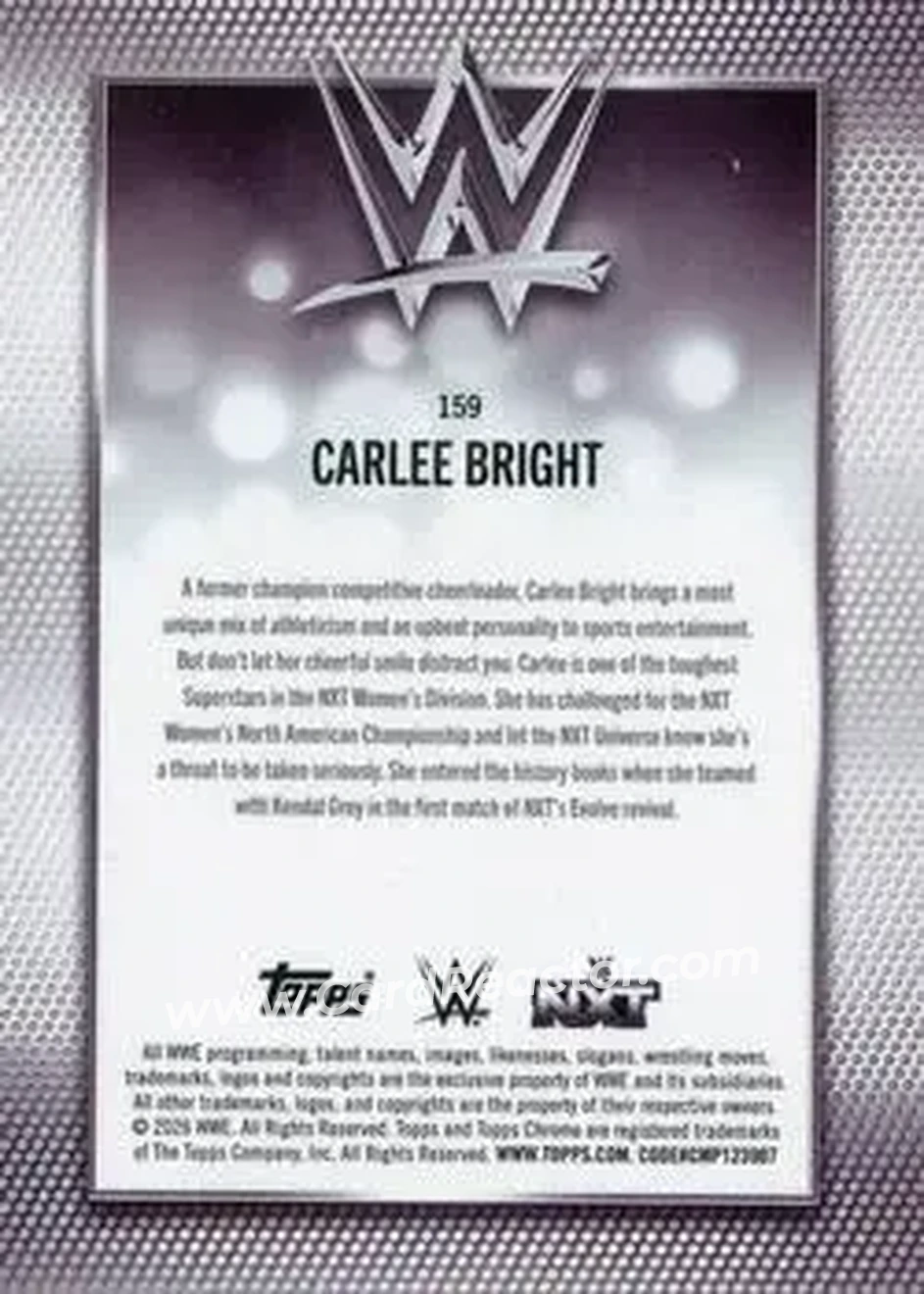 2026 Topps Chrome Sapphire Edition WWE #159 - Carlee Bright - Back
