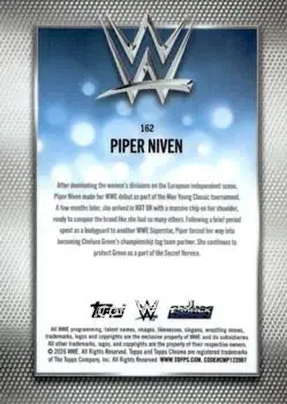 2026 Topps Chrome Sapphire Edition WWE #162 - Piper Niven - Back 2026 Topps Chrome Sapphire Edition WWE #162 - Piper Niven - Back