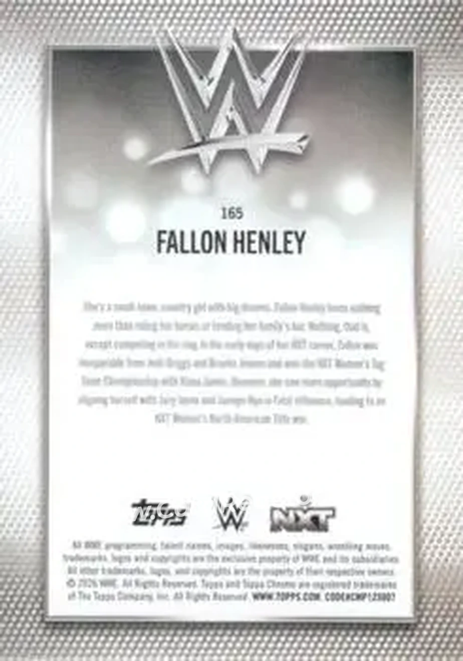 2026 Topps Chrome Sapphire Edition WWE #165 - Fallon Henley - Back