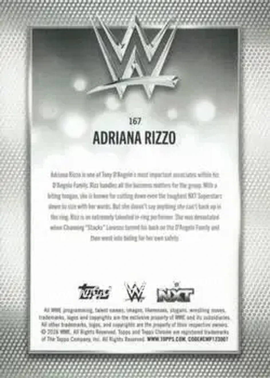 2026 Topps Chrome Sapphire Edition WWE #167 - Adriana Rizzo - Back 2026 Topps Chrome Sapphire Edition WWE #167 - Adriana Rizzo - Back