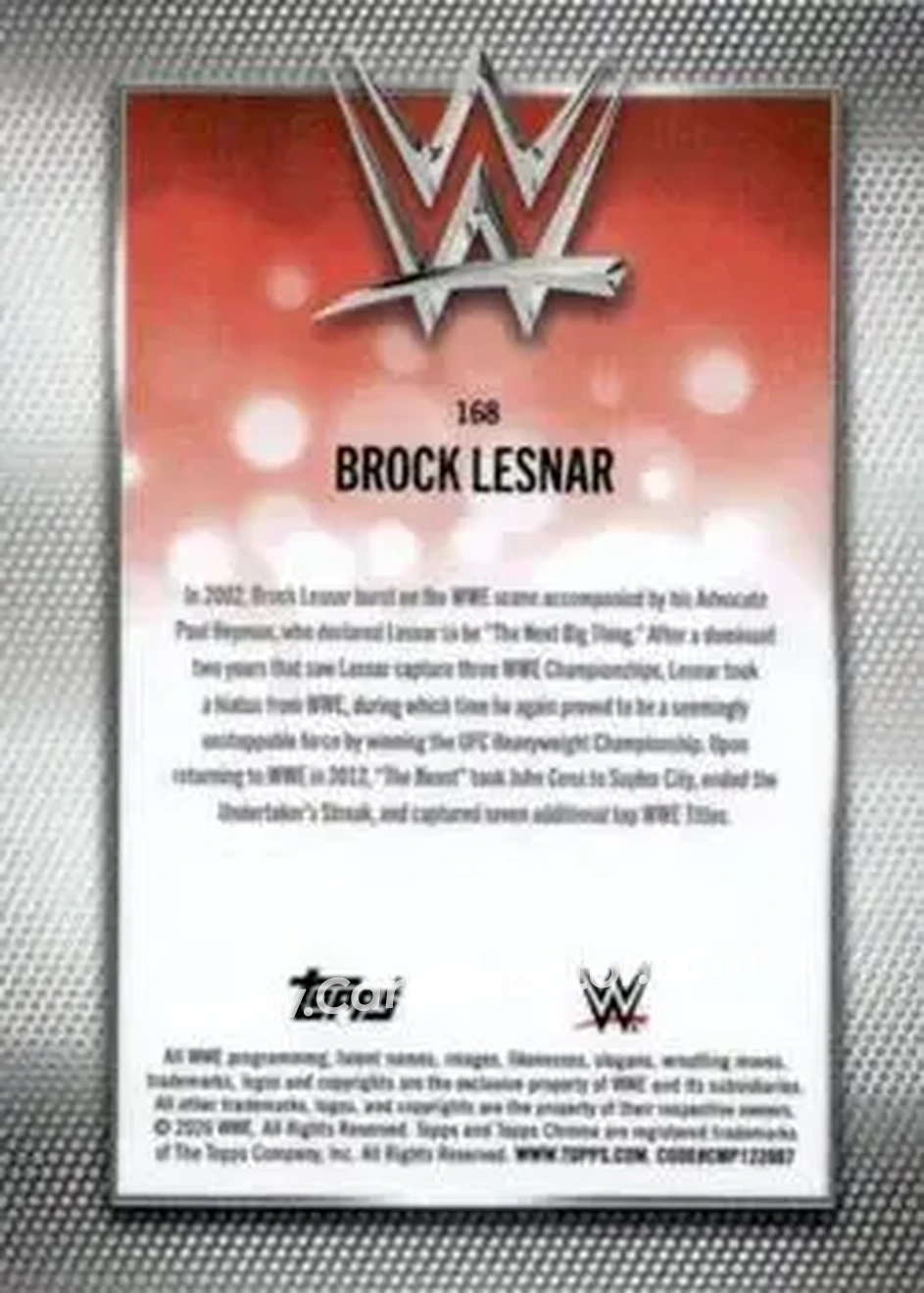 2026 Topps Chrome Sapphire Edition WWE #168 - Brock Lesnar - Back