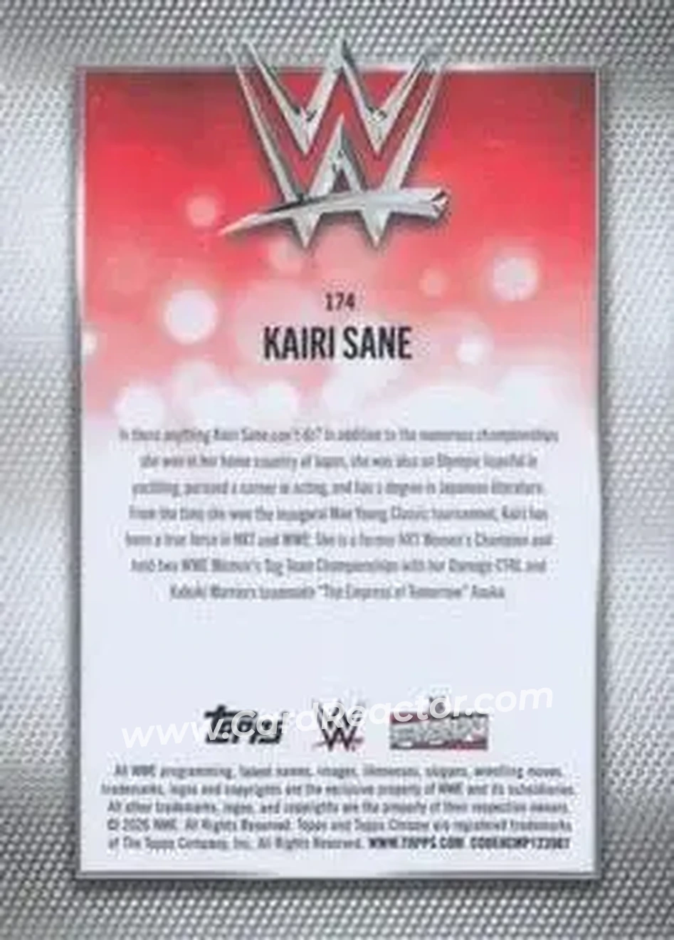 2026 Topps Chrome Sapphire Edition WWE #174 - Kairi Sane - Back 2026 Topps Chrome Sapphire Edition WWE #174 - Kairi Sane - Back