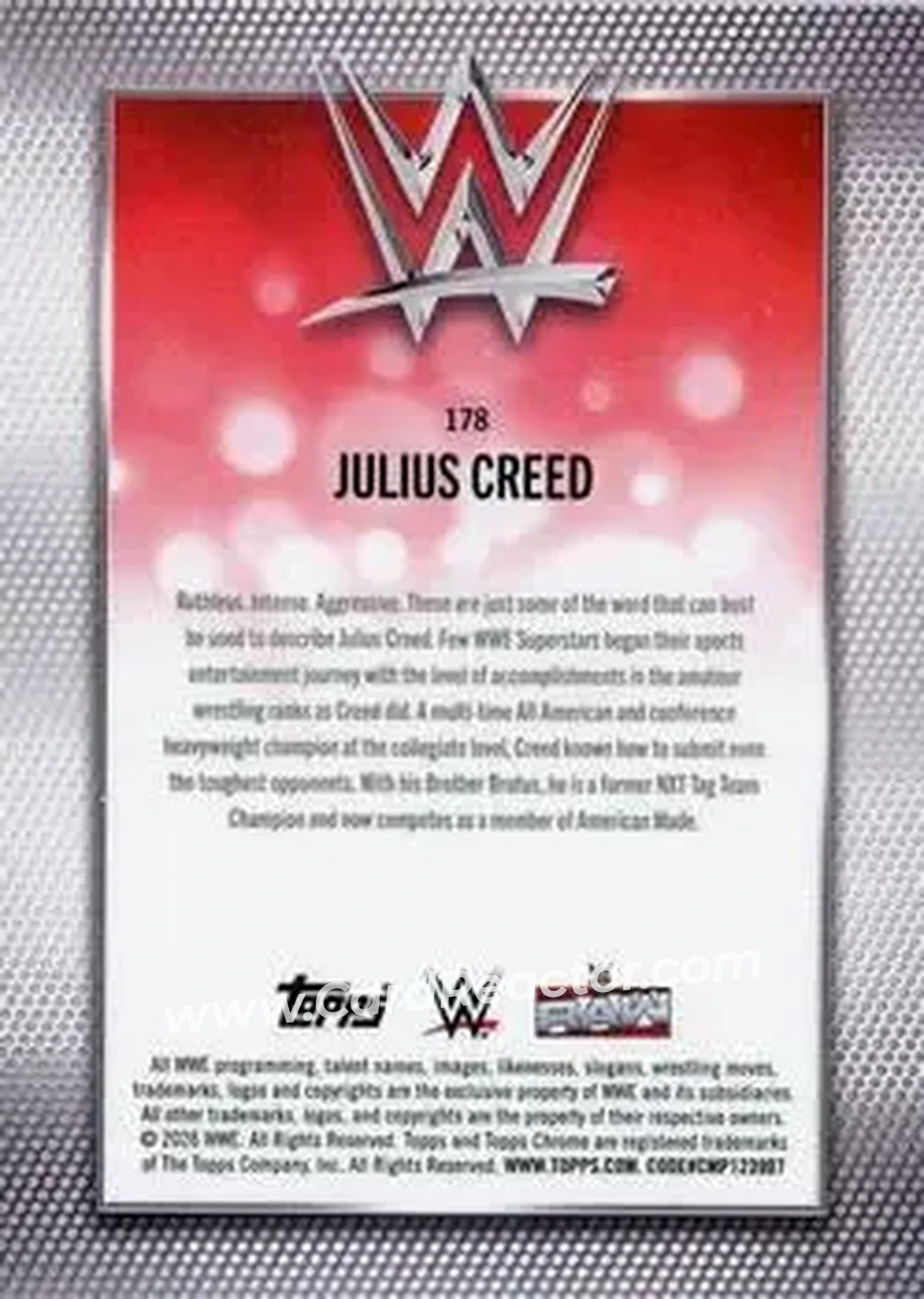 2026 Topps Chrome Sapphire Edition WWE #178 - Julius Creed - Back