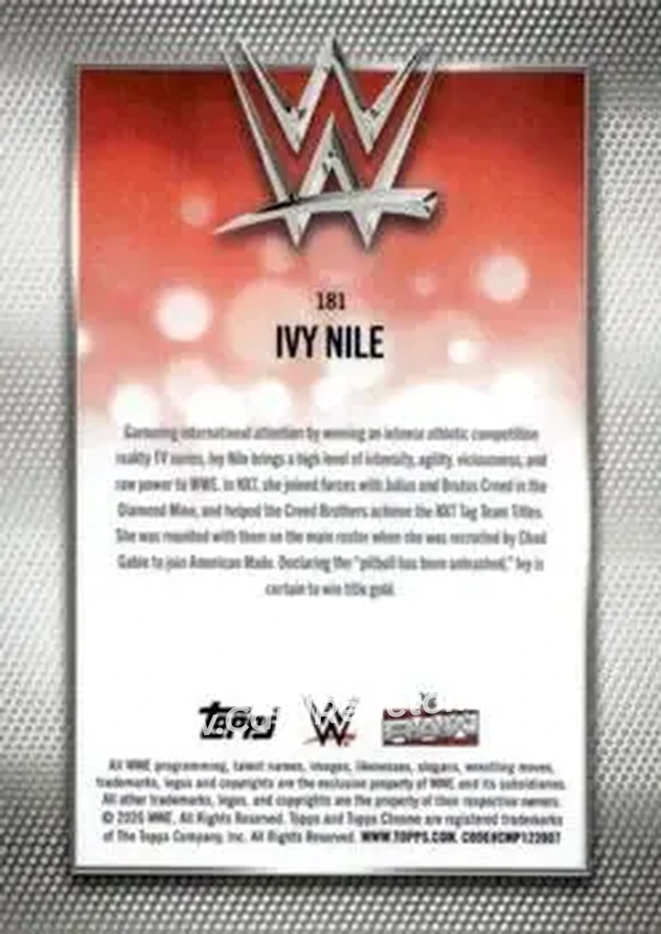 2026 Topps Chrome Sapphire Edition WWE #181 - Ivy Nile - Back 2026 Topps Chrome Sapphire Edition WWE #181 - Ivy Nile - Back