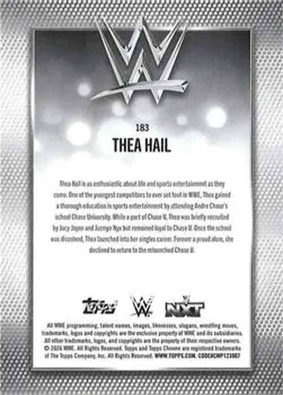 2026 Topps Chrome Sapphire Edition WWE #183 - Thea Hail - Back