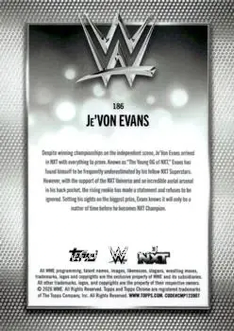 2026 Topps Chrome Sapphire Edition WWE #186 - Je'Von Evans - Back