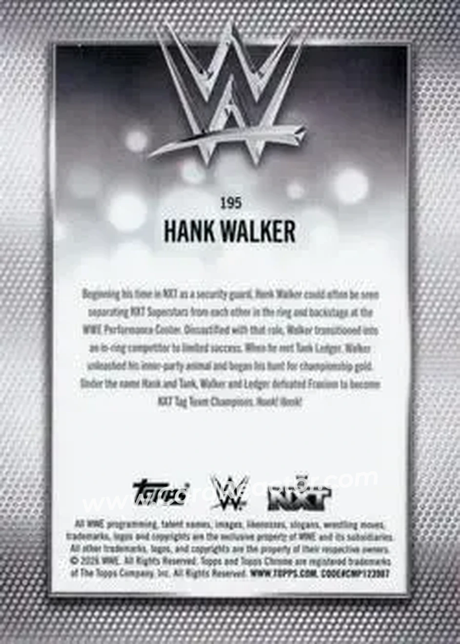 2026 Topps Chrome Sapphire Edition WWE #195 - Hank Walker - Back