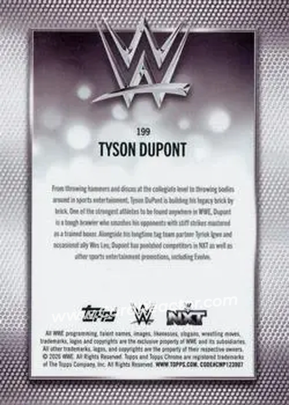 2026 Topps Chrome Sapphire Edition WWE #199 - Tyson Dupont - Back