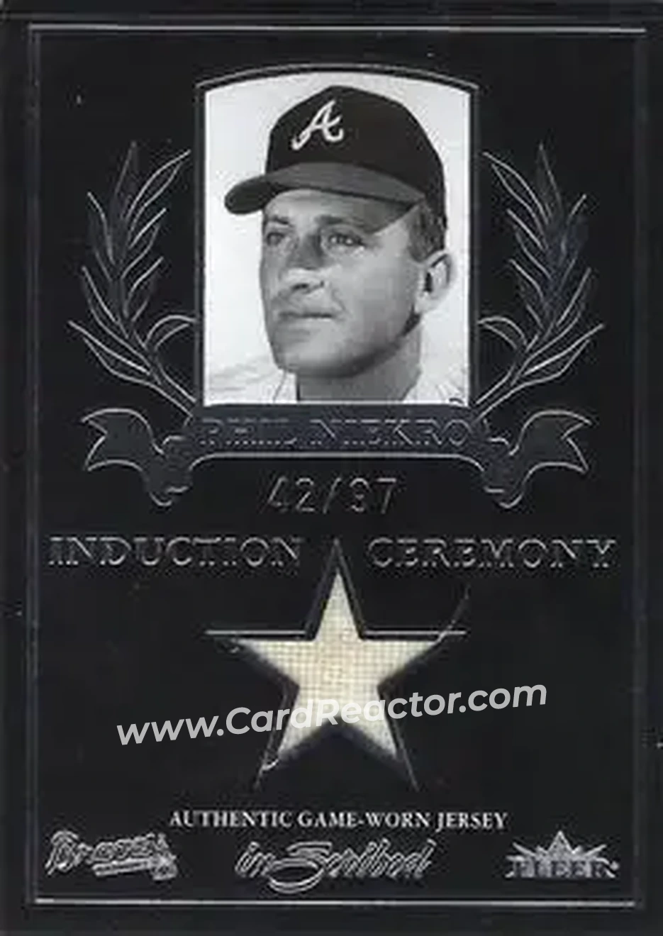 2004 Fleer InScribed - Induction Ceremony Material Silver #ICJ-PN - Phil Niekro - Atlanta Braves - Front 2004 Fleer InScribed - Induction Ceremony Material Silver #ICJ-PN - Phil Niekro - Atlanta Braves - Front