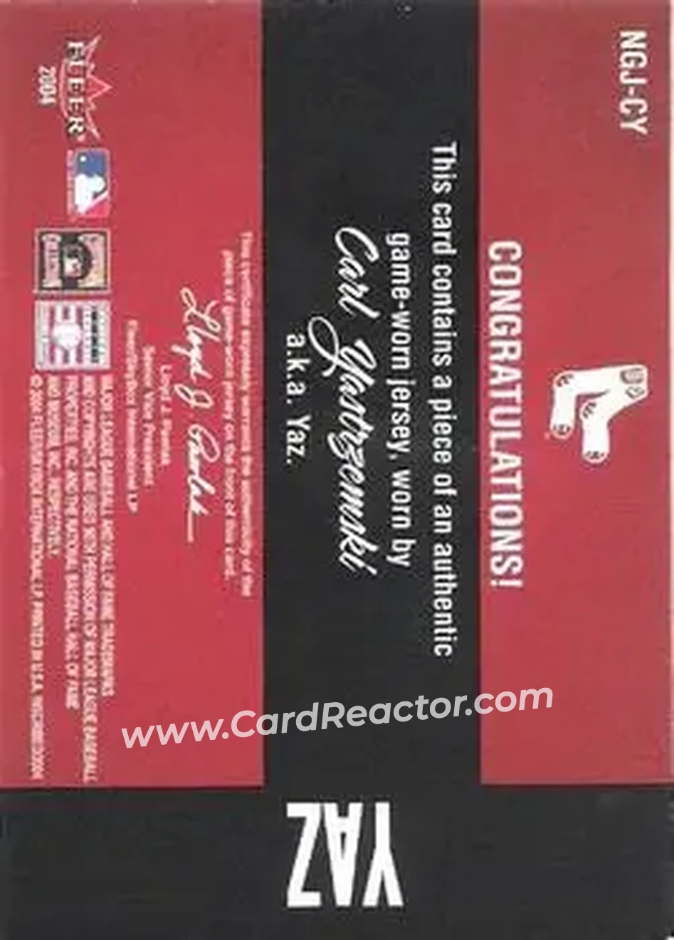2004 Fleer InScribed - Names of the Game Material Copper #NGJ-CY - Carl Yastrzemski - Boston Red Sox - Back