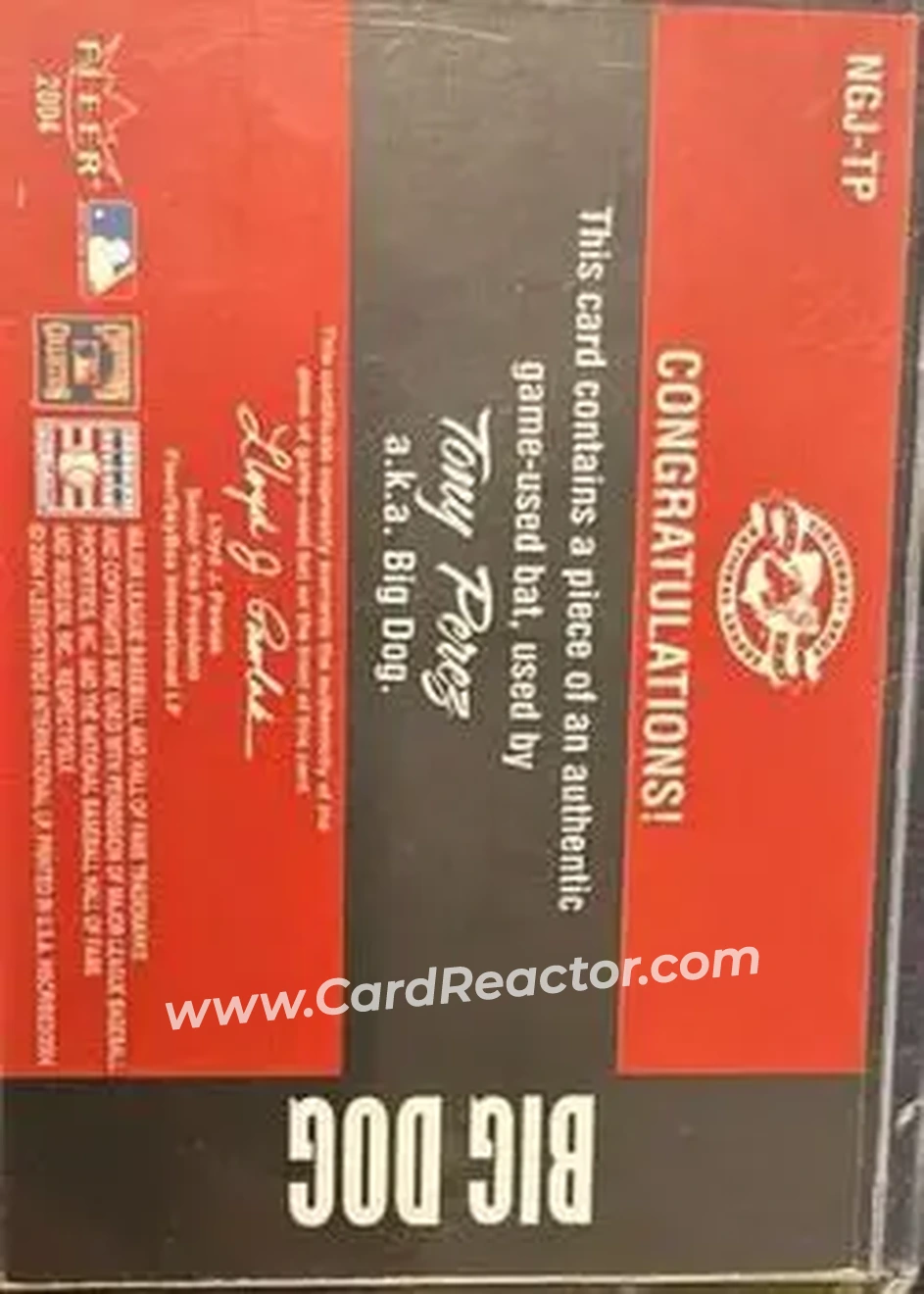 2004 Fleer InScribed - Names of the Game Material Copper #NGJ-TP - Tony Pérez - Cincinnati Reds - Back