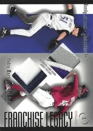 2004 Fleer Legacy - Franchise Dual Patch #FL/PM-RJ - Pedro Martinez - Randy Johnson SN15, MEM - Arizona Diamondbacks - Boston Red Sox