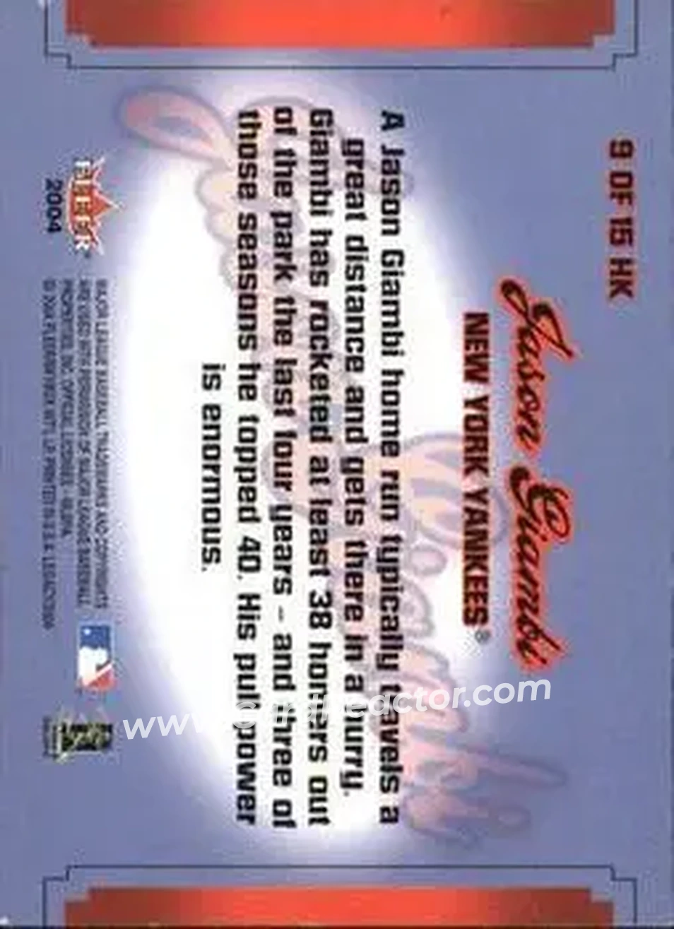 2004 Fleer Legacy - Hit Kings #9HK - Jason Giambi - New York Yankees - Back