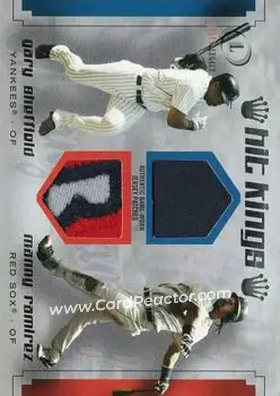 2004 Fleer Legacy - Hit Kings Dual Patch #HK/MR-GS - Manny Ramirez - Gary Sheffield SN19, MEM - Boston Red Sox - New York Yankees - Front