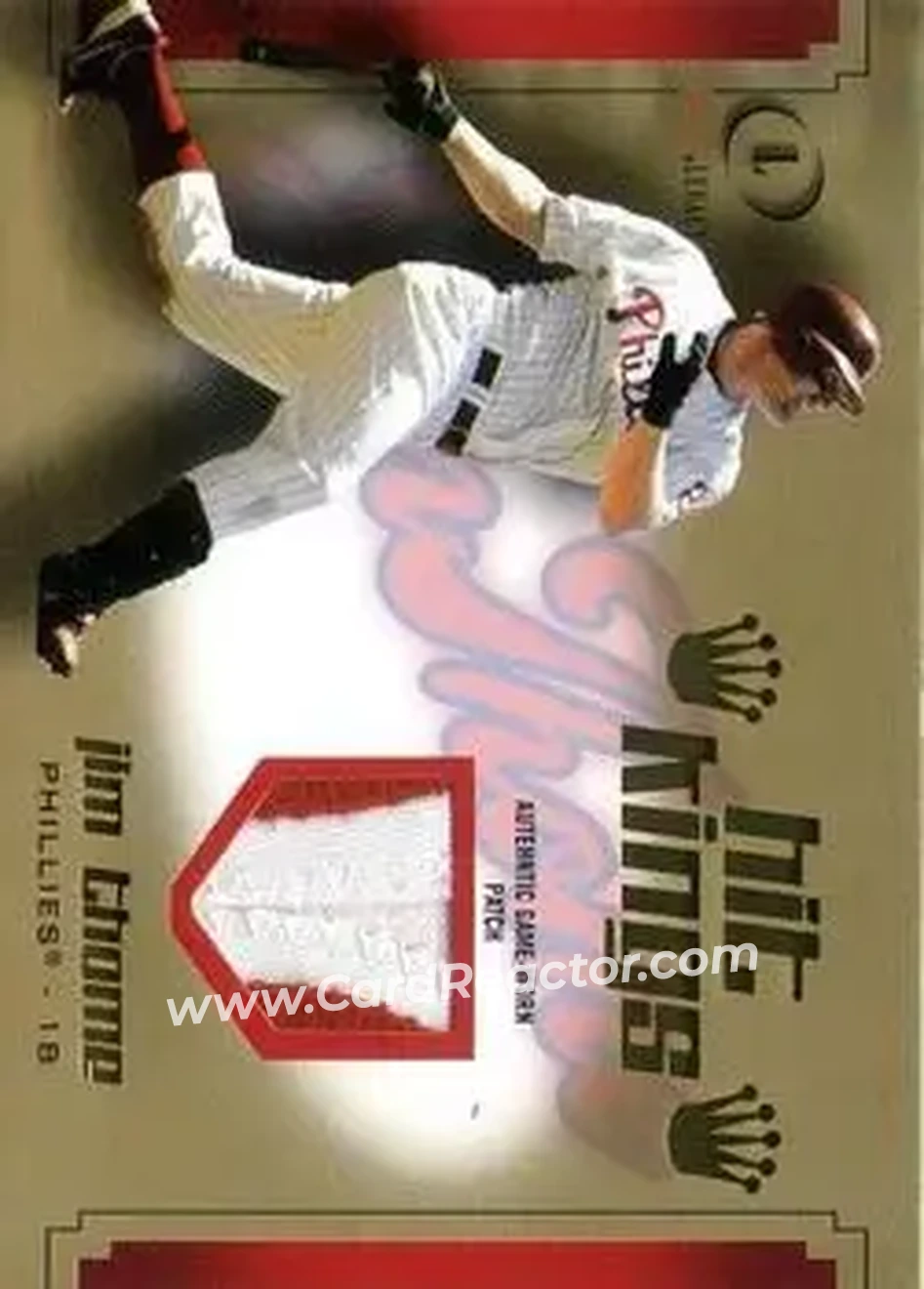 2004 Fleer Legacy - Hit Kings Patch Gold #HK/JT - Jim Thome - Philadelphia Phillies - Front