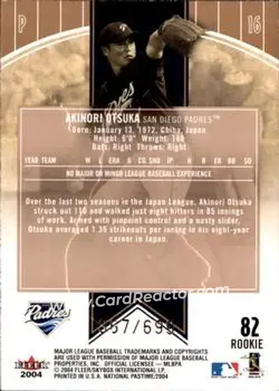 2004 Fleer National Pastime #82 - Akinori Otsuka - San Diego Padres - Back 2004 Fleer National Pastime #82 - Akinori Otsuka - San Diego Padres - Back