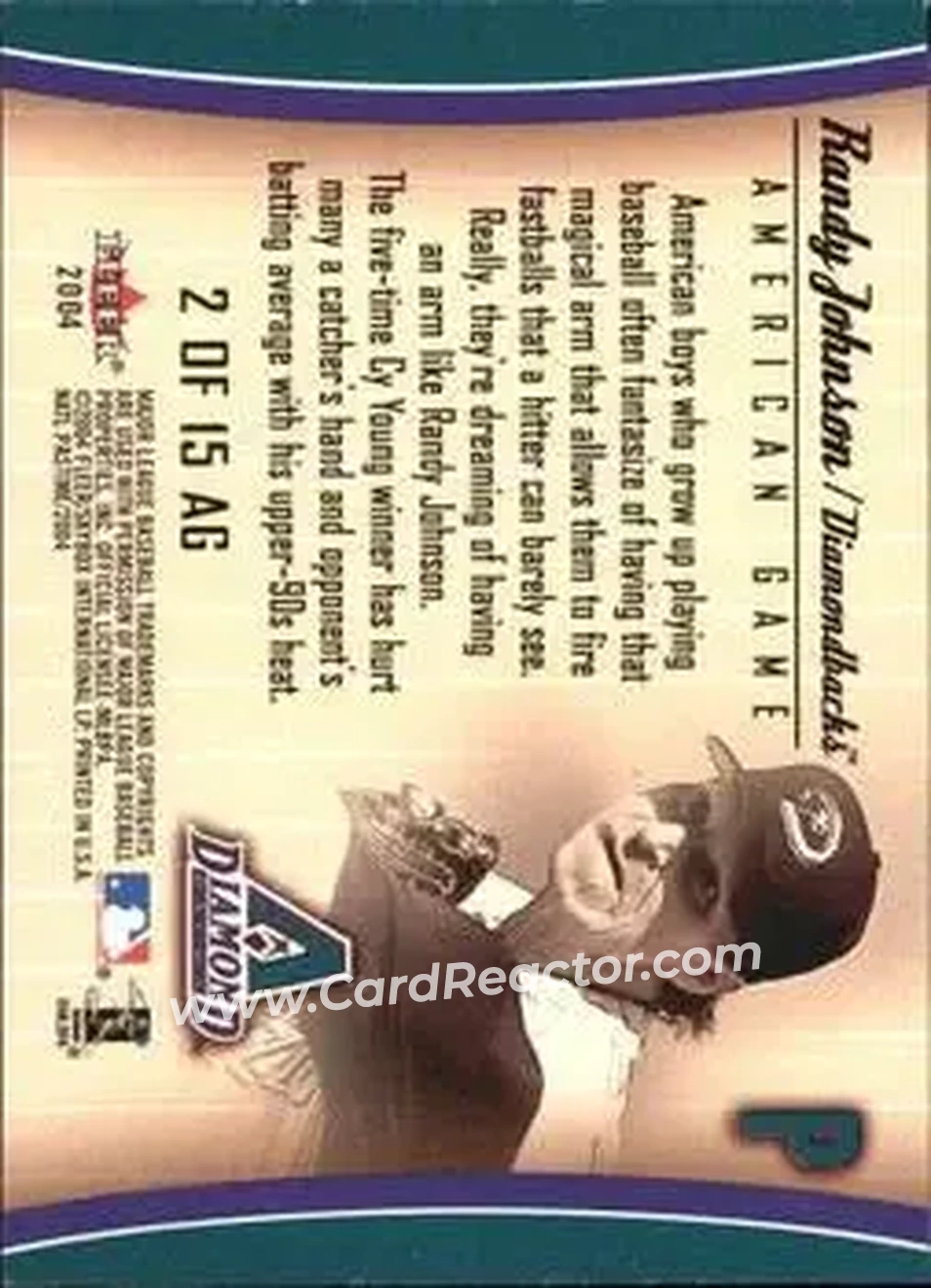 2004 Fleer National Pastime - American Game #2 AG - Randy Johnson - Arizona Diamondbacks - Back