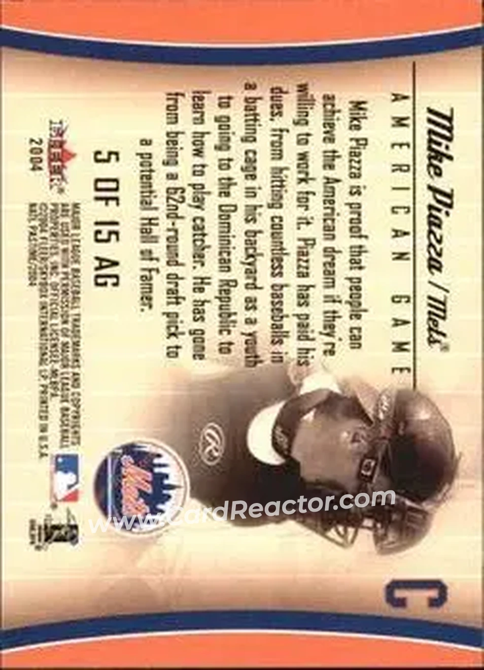 2004 Fleer National Pastime - American Game #5 AG - Mike Piazza - New York Mets - Back