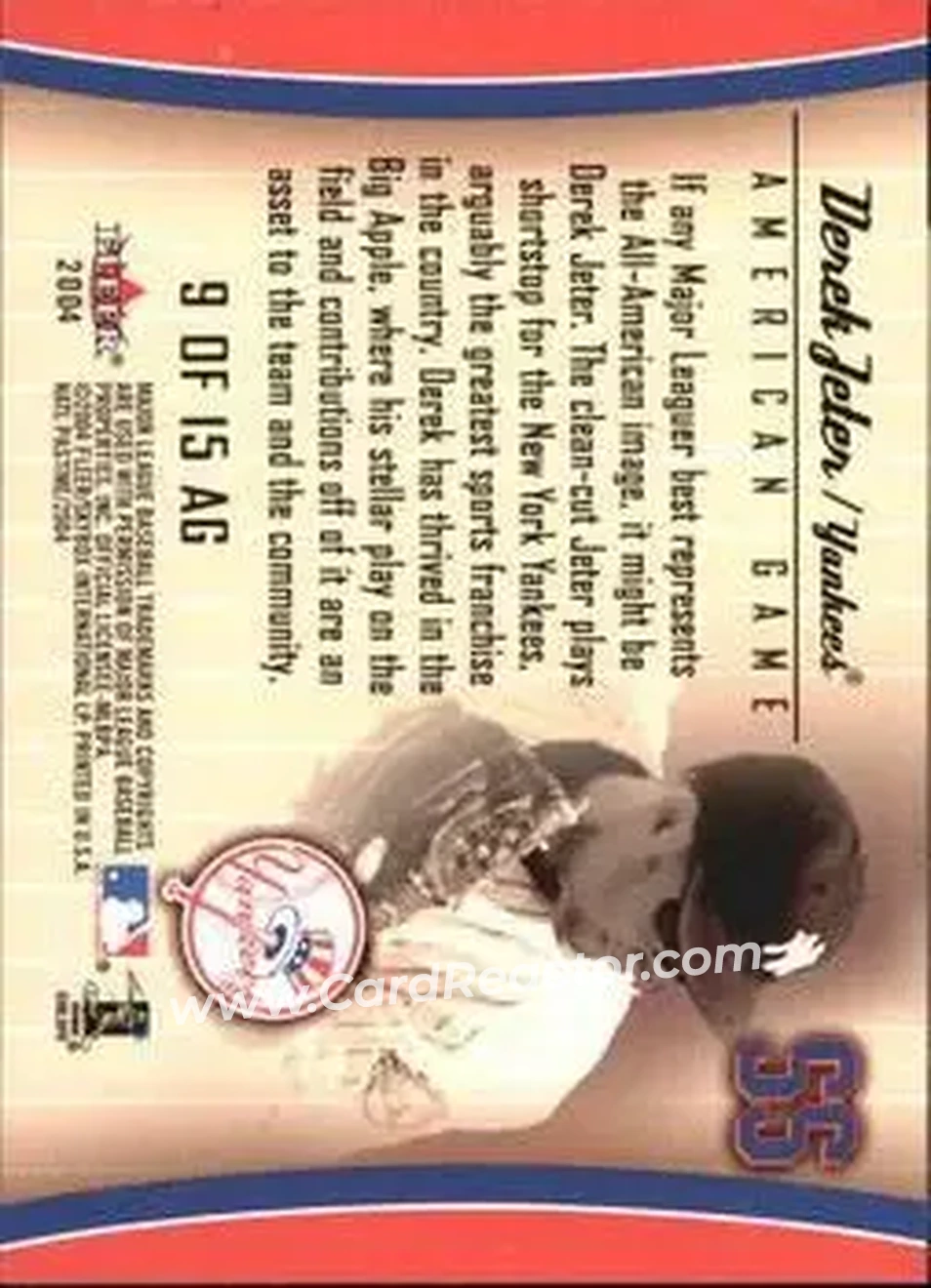 2004 Fleer National Pastime - American Game #9 AG - Derek Jeter - New York Yankees - Back
