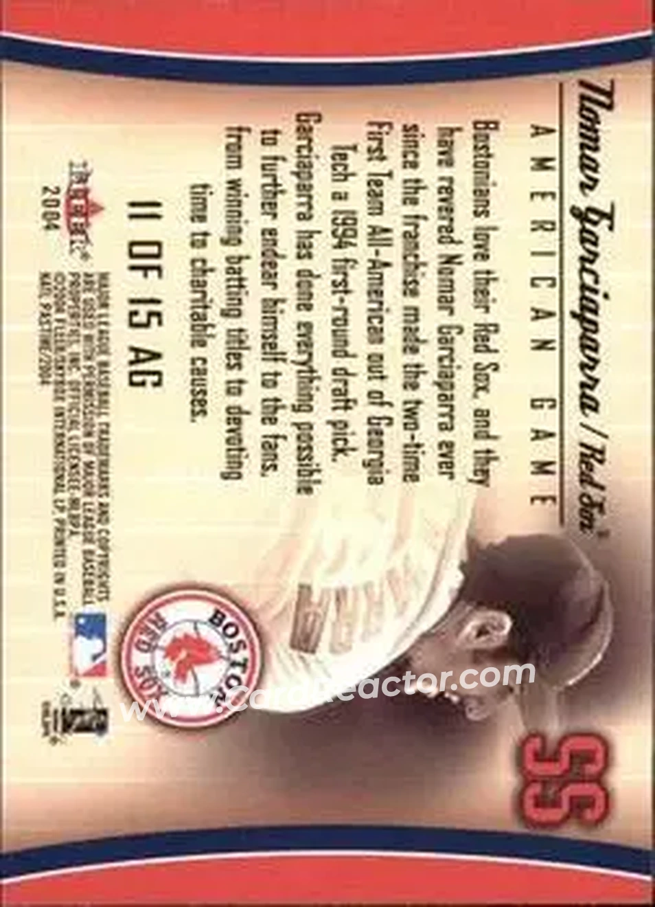 2004 Fleer National Pastime - American Game #11 AG - Nomar Garciaparra - Boston Red Sox - Back