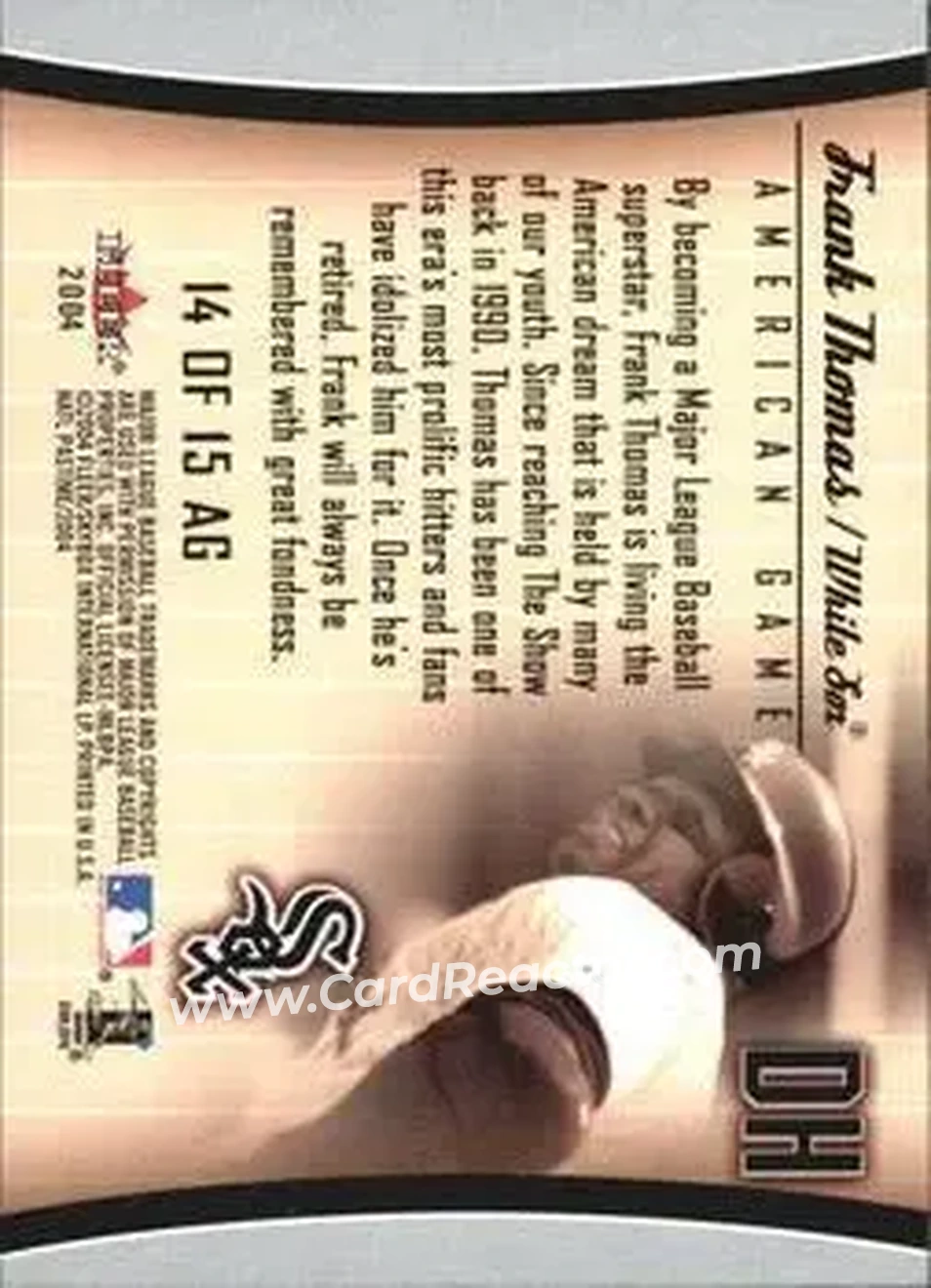 2004 Fleer National Pastime - American Game #14 AG - Frank Thomas - Chicago White Sox - Back