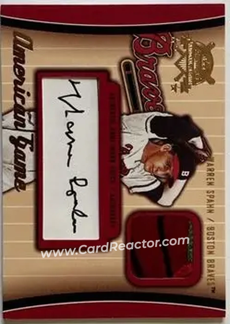 2004 Fleer National Pastime - American Game Retired GU Autograph #WS - Warren Spahn - Milwaukee Braves - Front