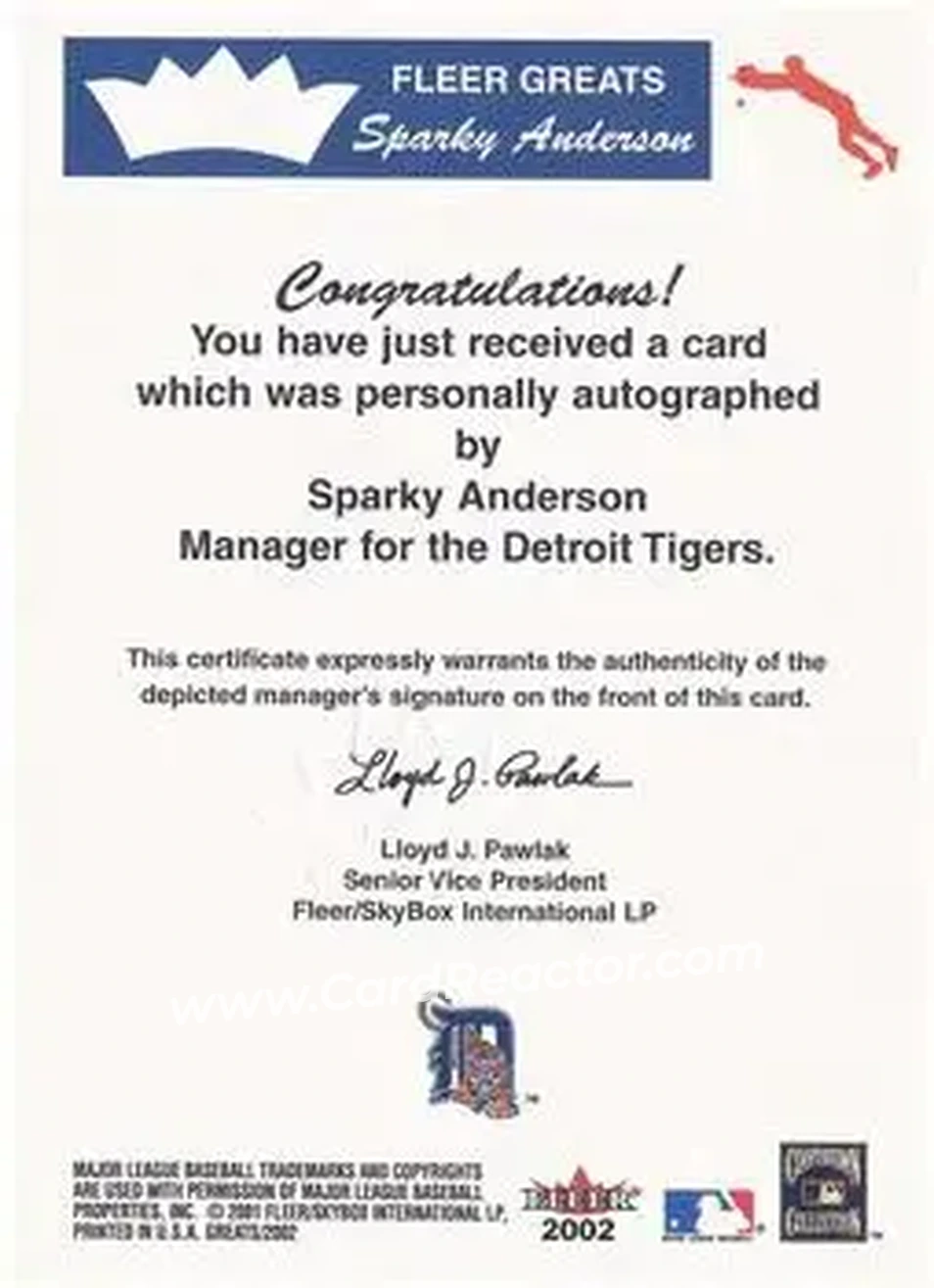 2004 Fleer National Pastime - Buyback Autographs #NNO - George Anderson - Detroit Tigers - Back 2004 Fleer National Pastime - Buyback Autographs #NNO - George Anderson - Detroit Tigers - Back