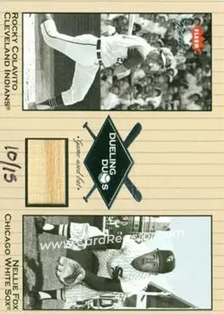 2004 Fleer National Pastime - Buyback Game Used #DD-NF1 - Nellie Fox - Rocky Colavito MEM, SN15 - Chicago White Sox - Cleveland Indians - Front