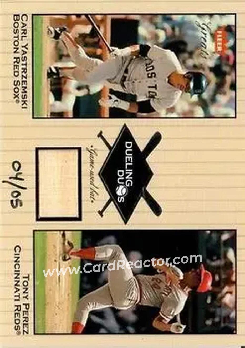 2004 Fleer National Pastime - Buyback Game Used #DD-TP1 - Tony Perez - Carl Yastrzemski MEM, SN5 - Cincinnati Reds - Boston Red Sox - Front