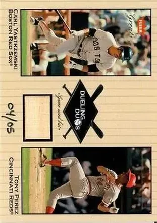 2004 Fleer National Pastime - Buyback Game Used #DD-TP1 - Tony Perez - Carl Yastrzemski MEM, SN5 - Cincinnati Reds - Boston Red Sox