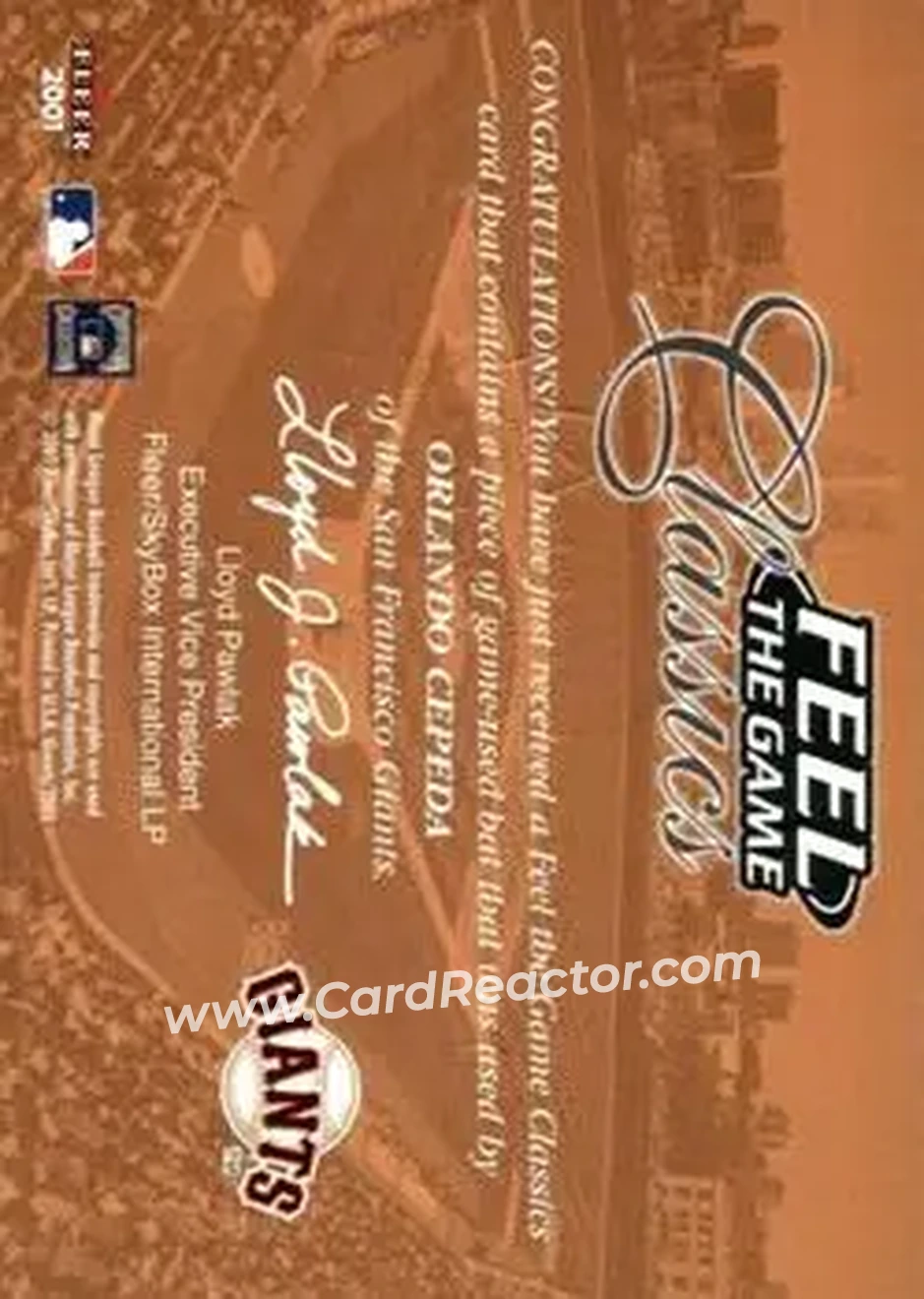 2004 Fleer National Pastime - Buyback Game Used #NNO - Orlando Cepeda - San Francisco Giants - Back