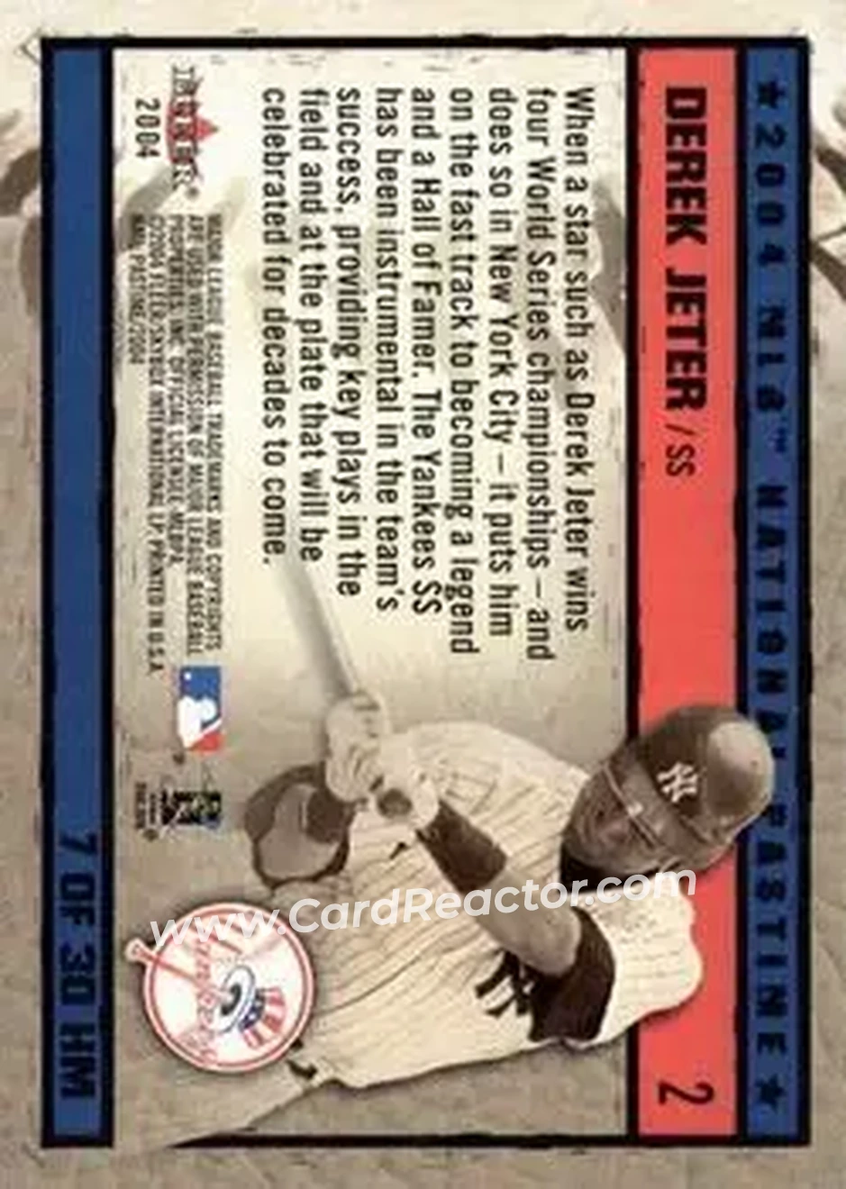 2004 Fleer National Pastime - History in the Making #7HM - Derek Jeter - New York Yankees - Back