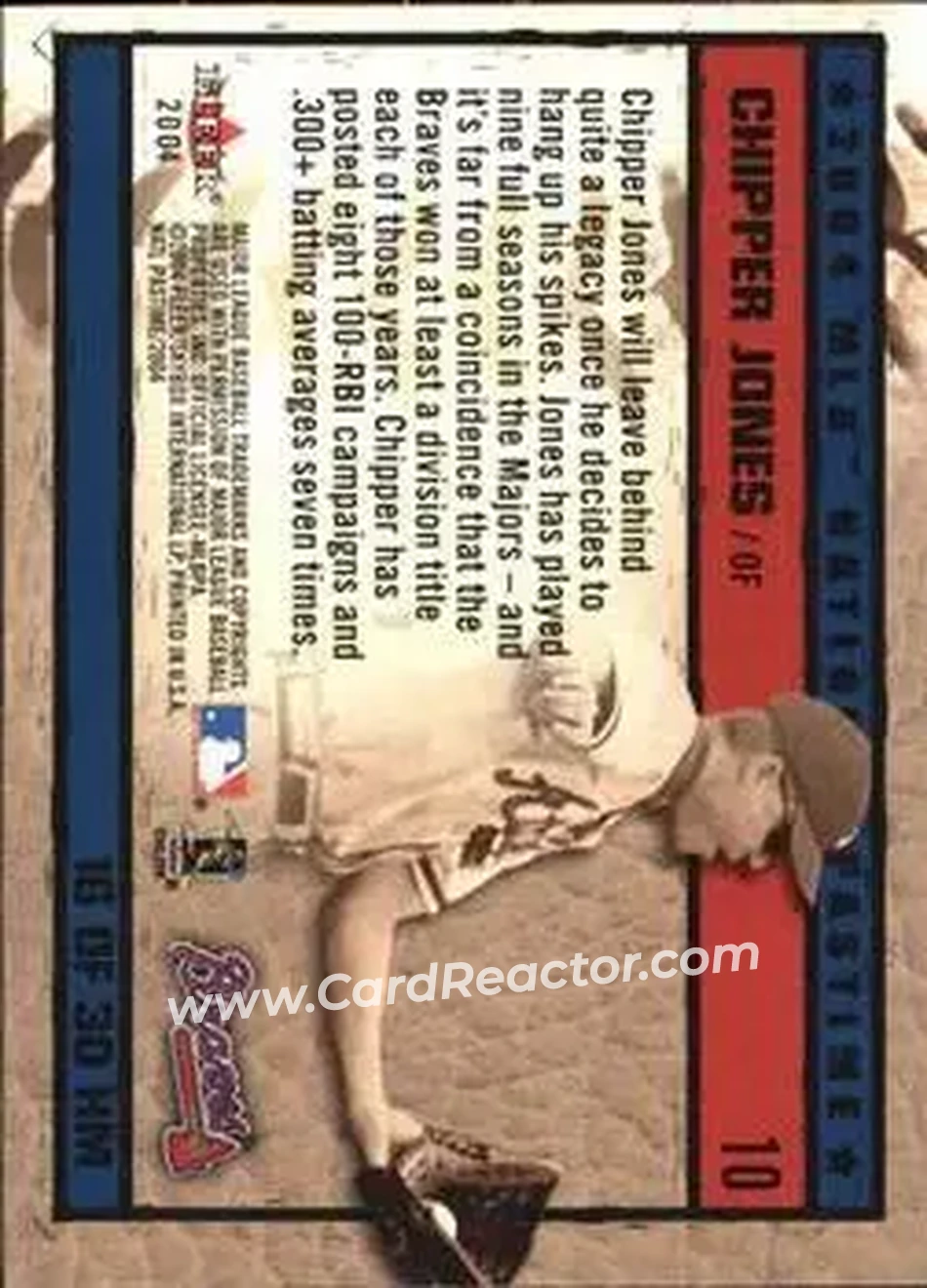 2004 Fleer National Pastime - History in the Making #16HM - Chipper Jones - Atlanta Braves - Back