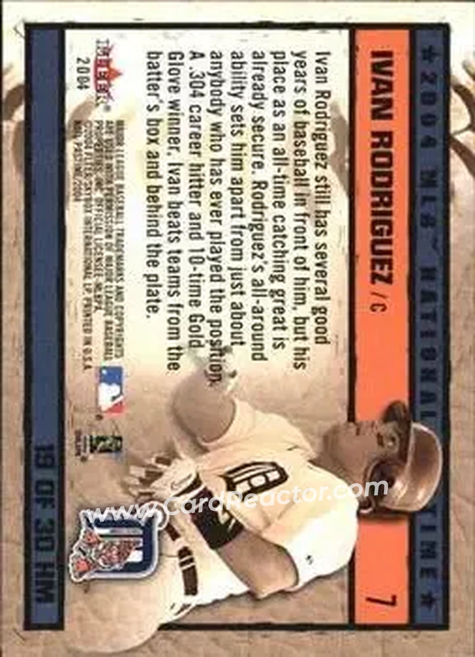 2004 Fleer National Pastime - History in the Making #19HM - Ivan Rodriguez - Detroit Tigers - Back 2004 Fleer National Pastime - History in the Making #19HM - Ivan Rodriguez - Detroit Tigers - Back