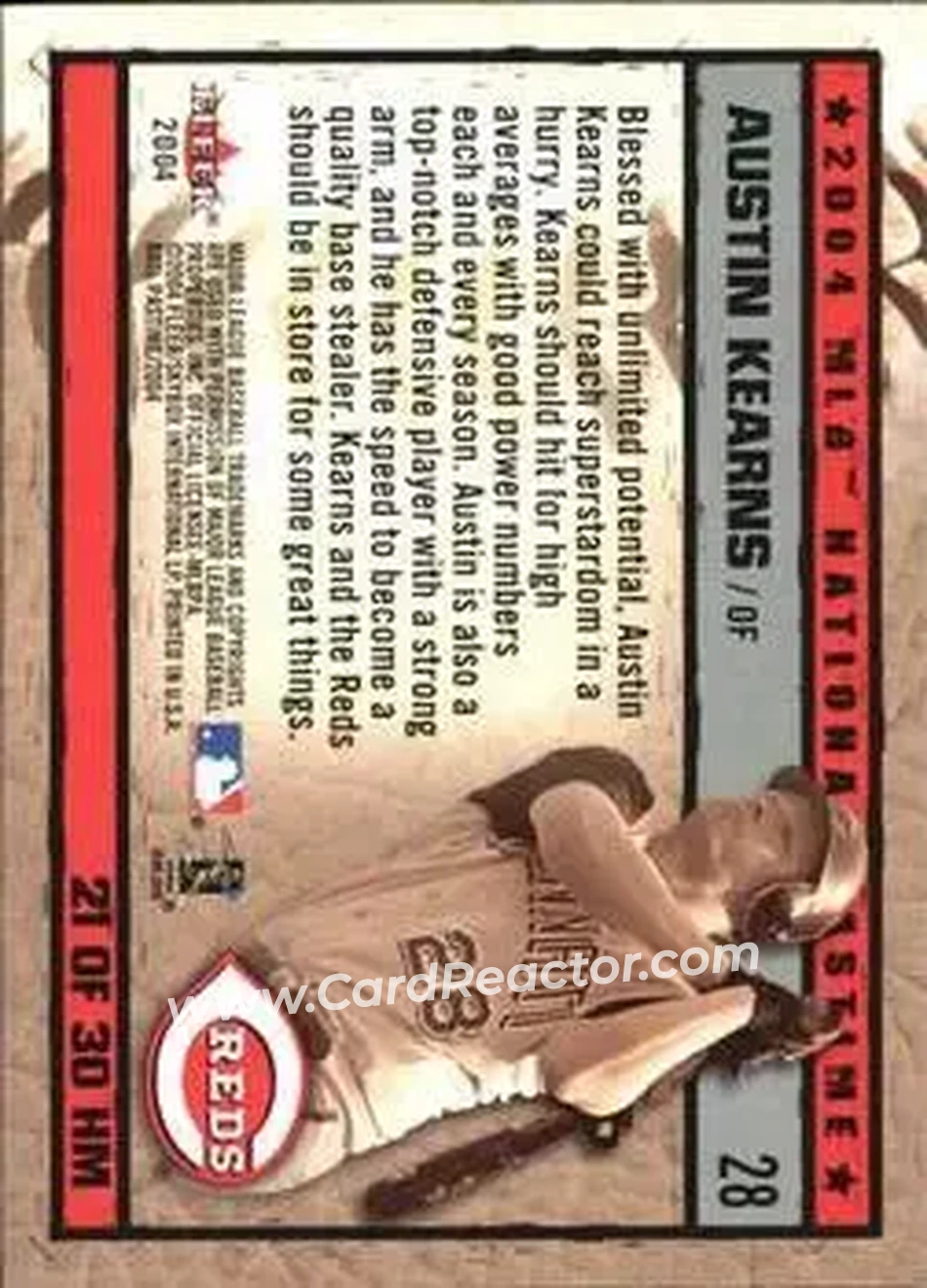 2004 Fleer National Pastime - History in the Making #21HM - Austin Kearns - Cincinnati Reds - Back