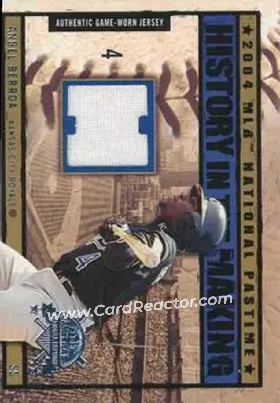 2004 Fleer National Pastime - History in the Making Jersey #HM-AB - Angel Berroa - Kansas City Royals - Front 2004 Fleer National Pastime - History in the Making Jersey #HM-AB - Angel Berroa - Kansas City Royals - Front