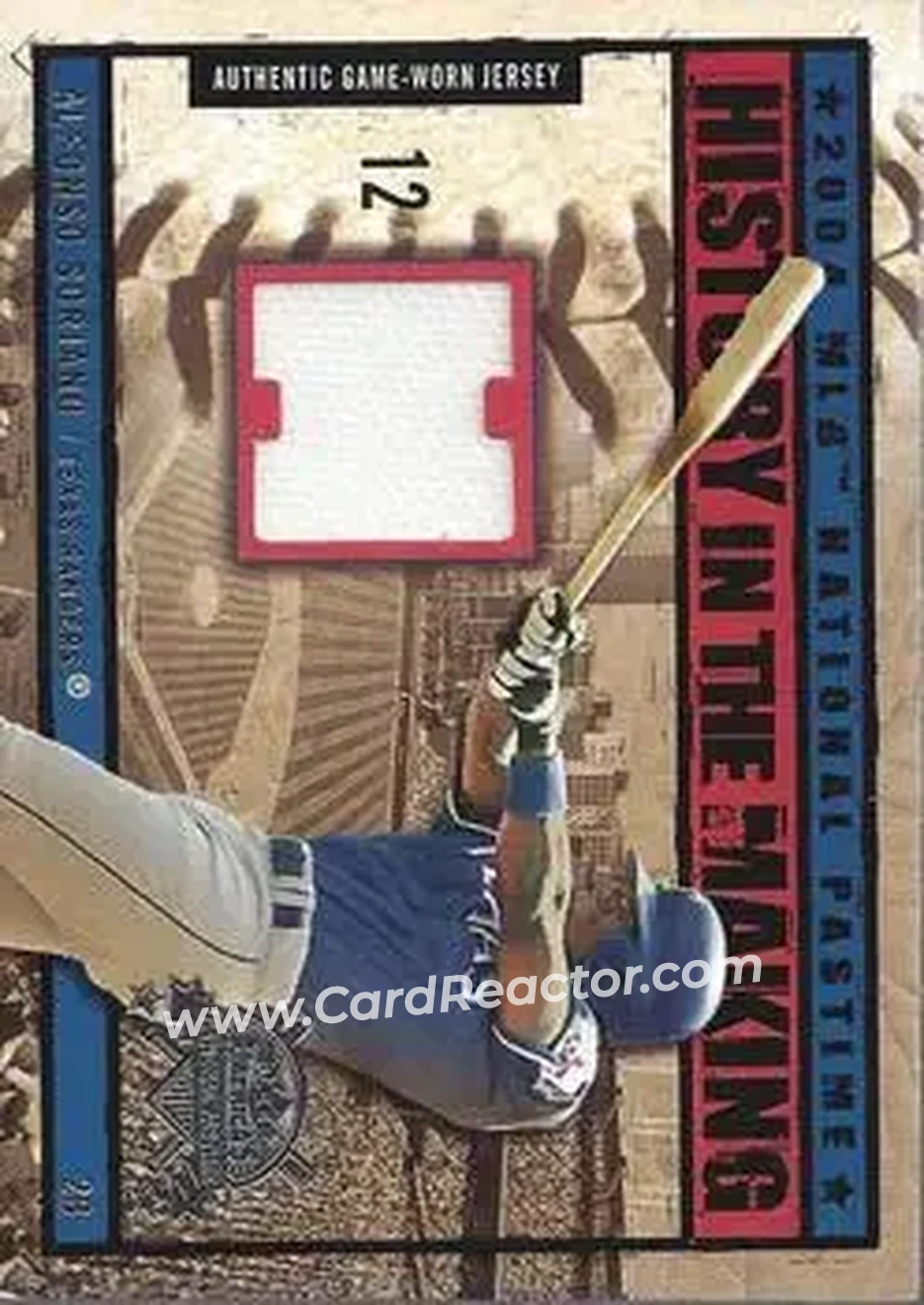 2004 Fleer National Pastime - History in the Making Jersey #HM-AS - Alfonso Soriano - Texas Rangers - Front